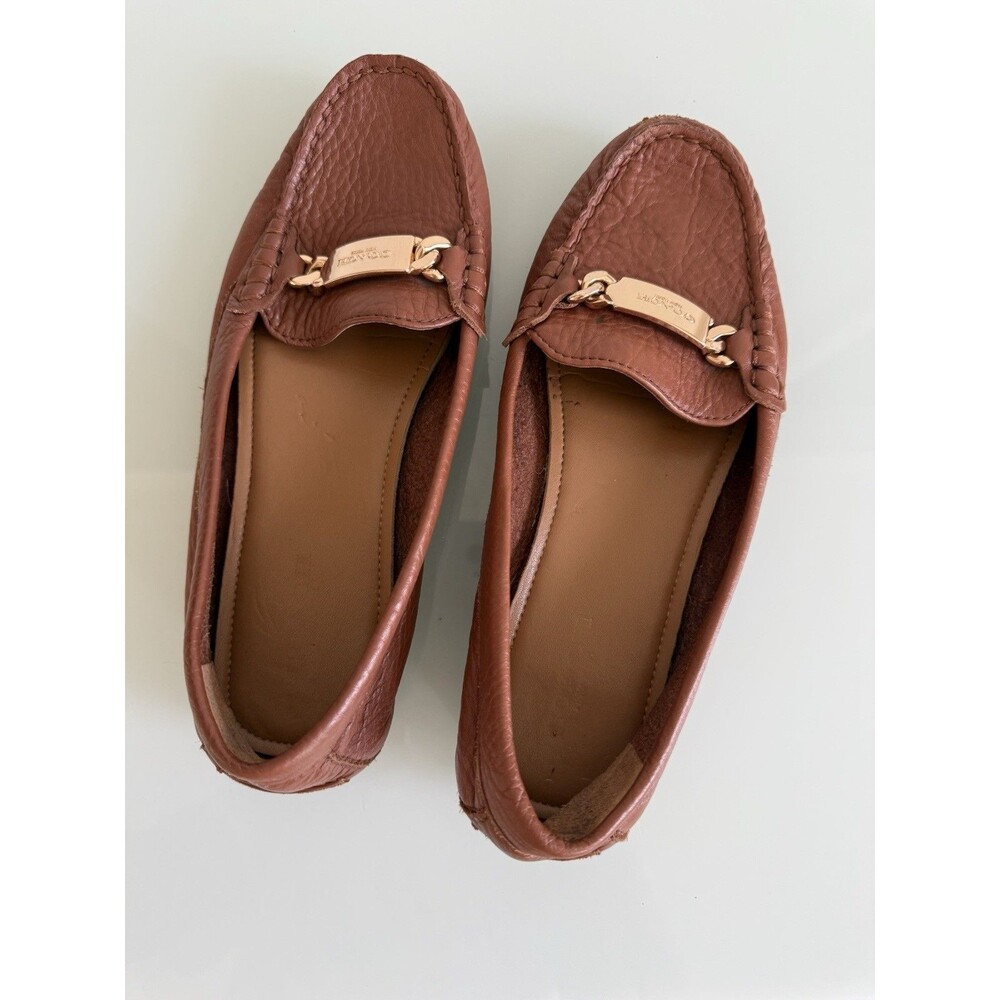 Coach New York Brown Leather Loafers Moccasins Gold Logo Women’s Size 6B EU 36